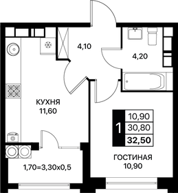 32,5 м², 1-комнатная квартира 4 403 750 ₽ - изображение 23