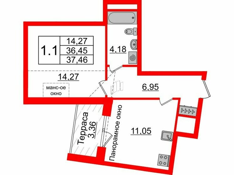 33,6 м², 1-комнатная квартира 6 950 076 ₽ - изображение 51