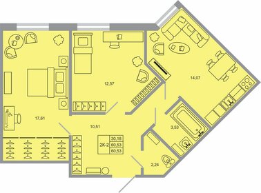 61,7 м², 2-комнатная квартира 8 326 800 ₽ - изображение 30