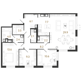 Квартира 99,6 м², 3-комнатная - изображение 1