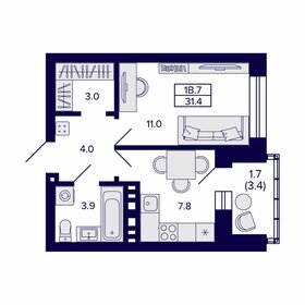 32,8 м², 1-комнатная квартира 3 350 000 ₽ - изображение 45