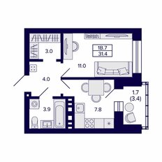 Квартира 31,4 м², 1-комнатная - изображение 3