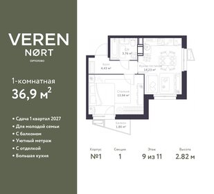 38,1 м², 1-комнатная квартира 6 390 423 ₽ - изображение 41