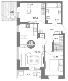 80,6 м², 3-комнатная квартира 8 800 000 ₽ - изображение 54