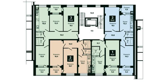 45,8 м², 1-комнатная квартира 6 450 000 ₽ - изображение 68