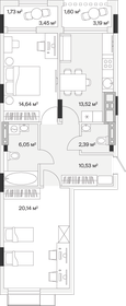 Квартира 70,6 м², 2-комнатная - изображение 1