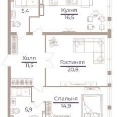 Квартира 74,5 м², 2-комнатная - изображение 2