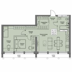 Квартира 63,2 м², 1-комнатная - изображение 4