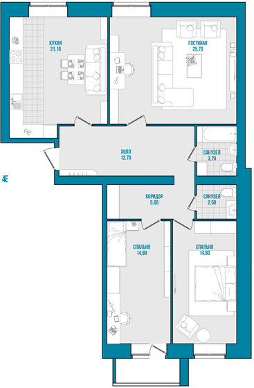 102,4 м², 3-комнатная квартира 7 884 800 ₽ - изображение 1