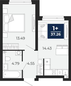 Квартира 37,3 м², 1-комнатная - изображение 1