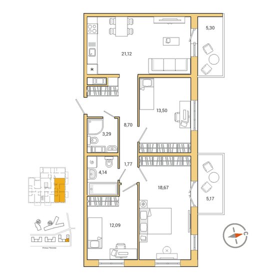 86,6 м², 3-комнатная квартира 12 213 420 ₽ - изображение 8