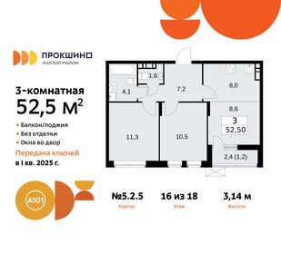 54 м², 3-комнатная квартира 15 750 000 ₽ - изображение 6