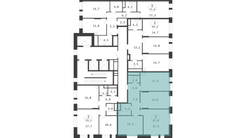 82,1 м², 3-комнатная квартира 17 600 000 ₽ - изображение 132