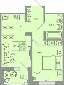 33,5 м², 1-комнатная квартира 4 400 000 ₽ - изображение 100