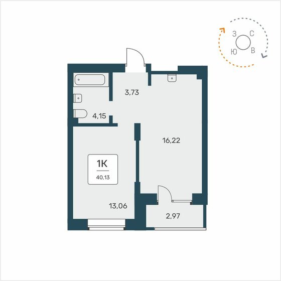 40,1 м², 1-комнатная квартира 5 800 000 ₽ - изображение 1