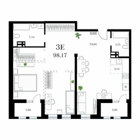 Квартира 98,2 м², 2-комнатная - изображение 1