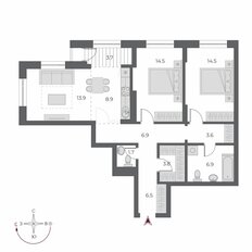 Квартира 84,7 м², 3-комнатная - изображение 2