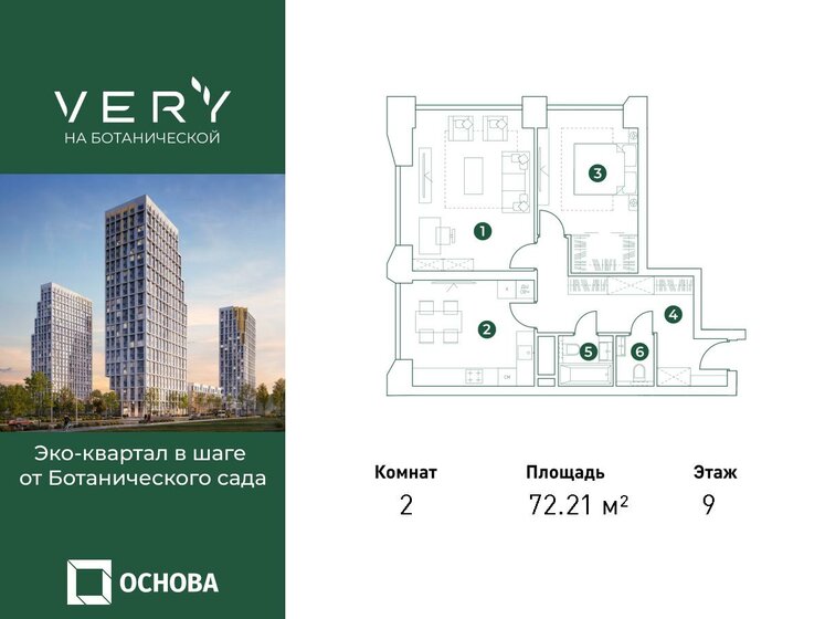 72,2 м², 2-комнатная квартира 31 411 350 ₽ - изображение 1