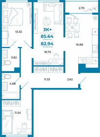 Квартира 82,9 м², 3-комнатная - изображение 1