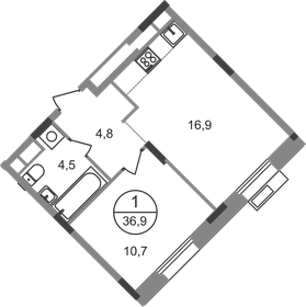 35,5 м², 1-комнатная квартира 11 665 528 ₽ - изображение 30