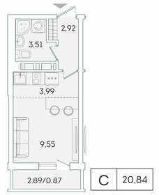 20,8 м², квартира-студия 3 592 636 ₽ - изображение 30