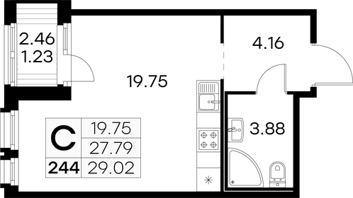 26,6 м², апартаменты-студия 5 958 400 ₽ - изображение 16