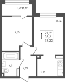 Квартира 36,3 м², 1-комнатная - изображение 1