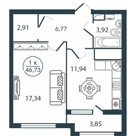 40,8 м², 1-комнатная квартира 4 700 000 ₽ - изображение 131