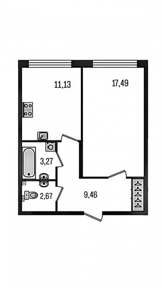 43 м², 1-комнатная квартира 7 751 000 ₽ - изображение 1