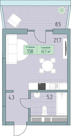 45,7 м², 1-комнатные апартаменты 10 441 100 ₽ - изображение 1