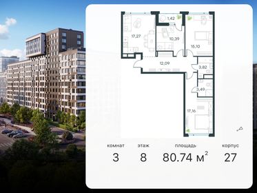 Квартира 80,7 м², 3-комнатная - изображение 1