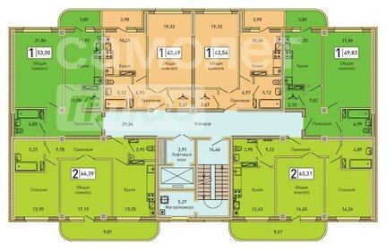 43,5 м², 1-комнатная квартира 7 300 000 ₽ - изображение 21