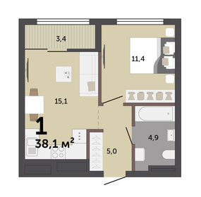 37,2 м², 1-комнатная квартира 5 400 000 ₽ - изображение 53