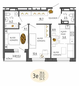 Квартира 54,5 м², 3-комнатная - изображение 1
