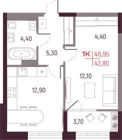 39,6 м², 1-комнатная квартира 4 890 000 ₽ - изображение 17