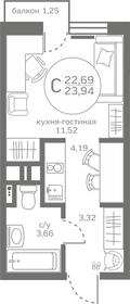 23,6 м², квартира-студия 4 331 144 ₽ - изображение 21