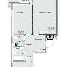 Квартира 68,6 м², 2-комнатная - изображение 2