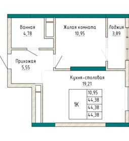 43 м², 1-комнатная квартира 7 990 000 ₽ - изображение 95