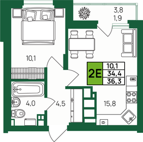 36,5 м², 1-комнатная квартира 4 268 533 ₽ - изображение 50