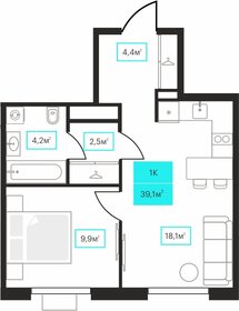 Квартира 39,1 м², 1-комнатная - изображение 1