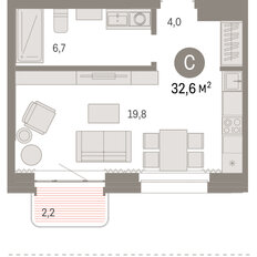 Квартира 32,6 м², студия - изображение 3