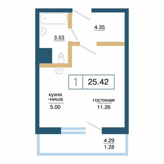 30 м², 1-комнатная квартира 3 600 000 ₽ - изображение 87