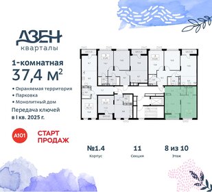 36,9 м², 1-комнатная квартира 7 100 500 ₽ - изображение 88