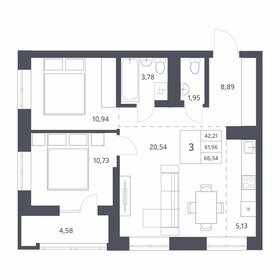 70,1 м², 3-комнатная квартира 7 390 000 ₽ - изображение 69