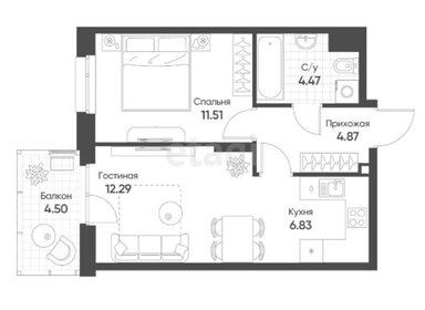 Квартира 44,5 м², 2-комнатная - изображение 1