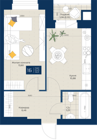 Квартира 35,3 м², 1-комнатная - изображение 1