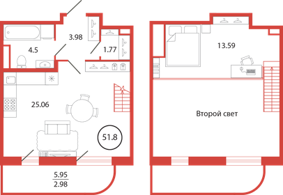 Квартира 51,9 м², студия - изображение 1