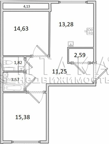 62,5 м², 2-комнатная квартира 13 150 000 ₽ - изображение 1