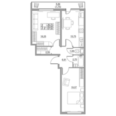 Квартира 67,4 м², 2-комнатная - изображение 2