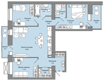 Квартира 89 м², 4-комнатная - изображение 1